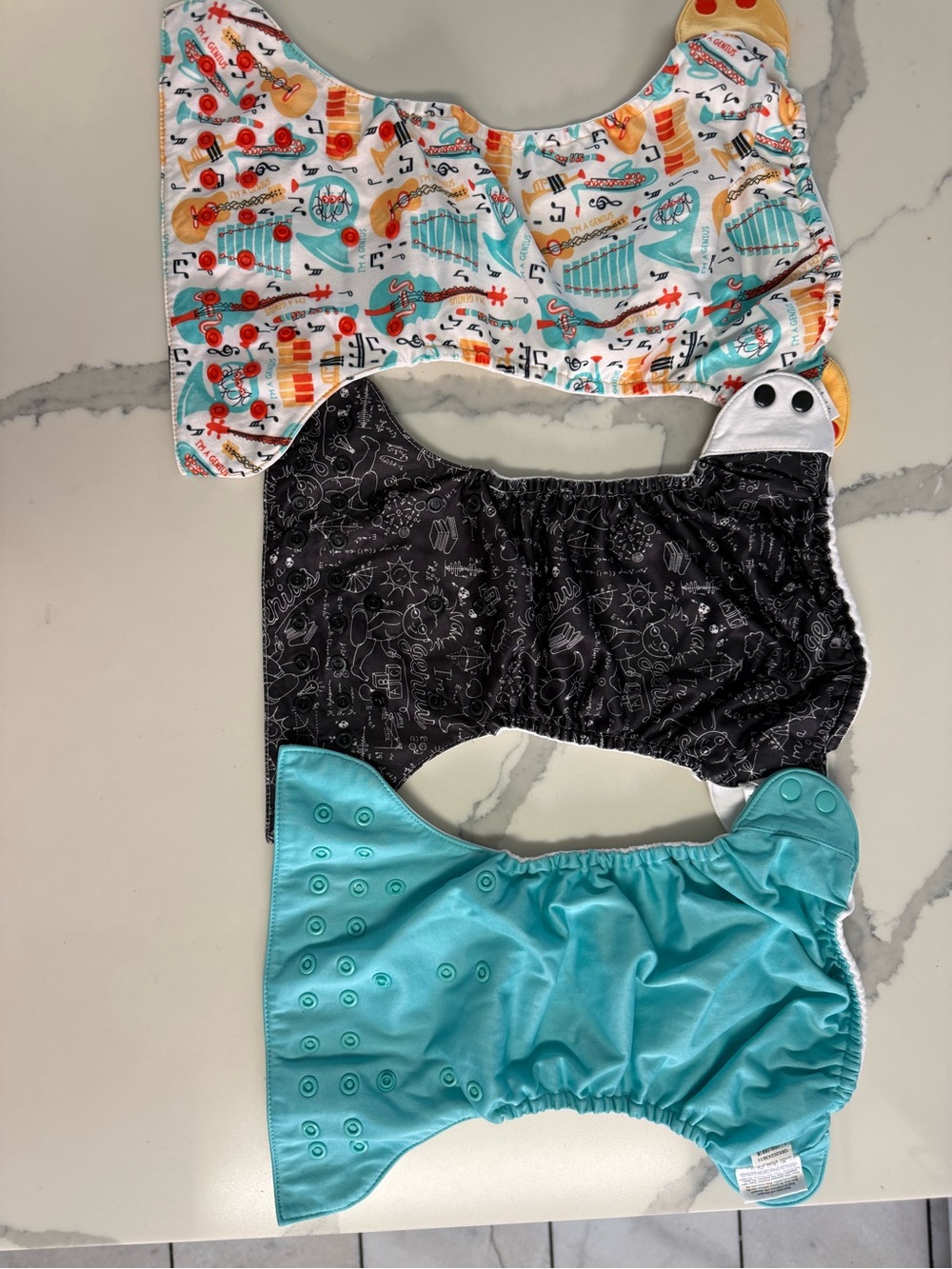 BumGenius Trio Diaper Covers with inserts Turquoise / Black / Multicolor